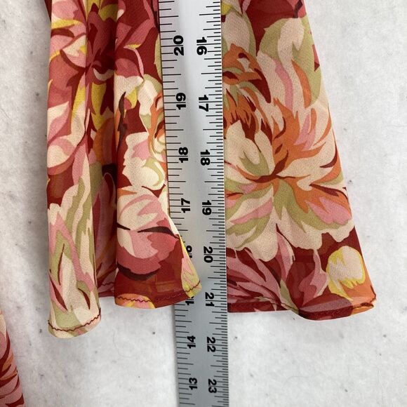 Torrid Floral Surplice Wrap Dress Bell Sleeves Red Pink Yellow Plus 1X Babydoll - Picture 12 of 15